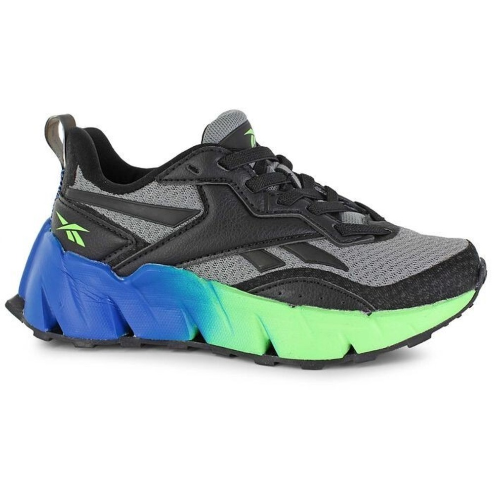 Reebok Vizome Toddler Sneaker Black Gray Mesh Blue Green Gradient Heel NEW